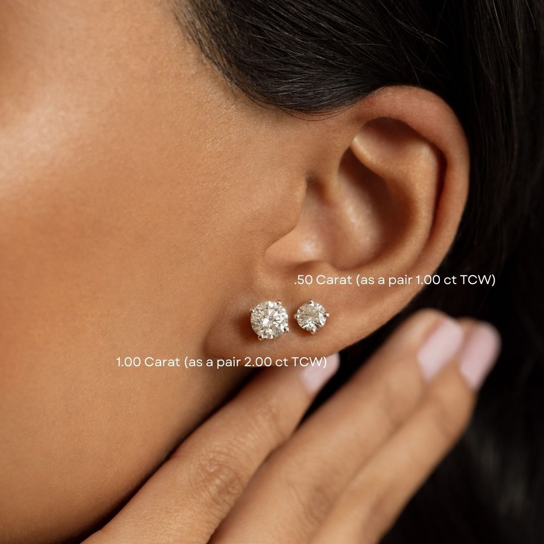 Diamond Wish 14k Gold Round Lab Grown Diamond Stud Earrings 1 38 India |  Ubuy